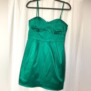 NWOT Green Satin H&M Mini Dress, Never Worn